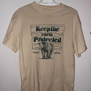 H&M Tan T-Shirt with Bear Graphic